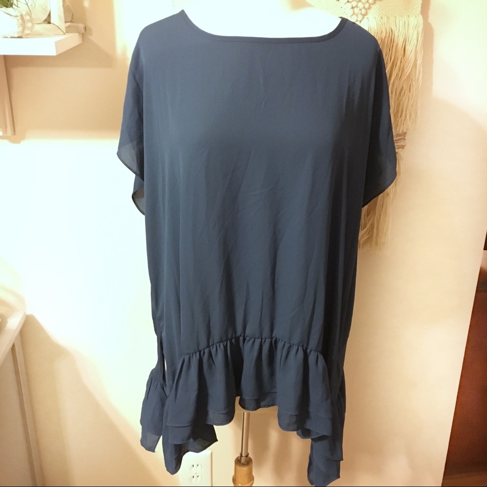 NWOT M/L Dark Teal “Wishlist” ruffle top